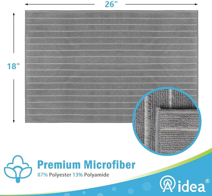 AIDEA Kitchen Towels-8PK, Super Soft and Absorbent Drying Towels for Dishes, Microfiber Cleaning Cloth Multi-Purpose Dish Towels for Kitchen, Home-Grey/White -18”x26”