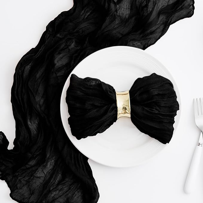 100 Pack Black Cheesecloth Napkins Washable 21x21 Inches Black Cloth Napkins Set of 100 Dinner Table Napkins for Wedding Rustic Boho Cotton Gauze Summer Bridal Baby Shower Party Table Decor