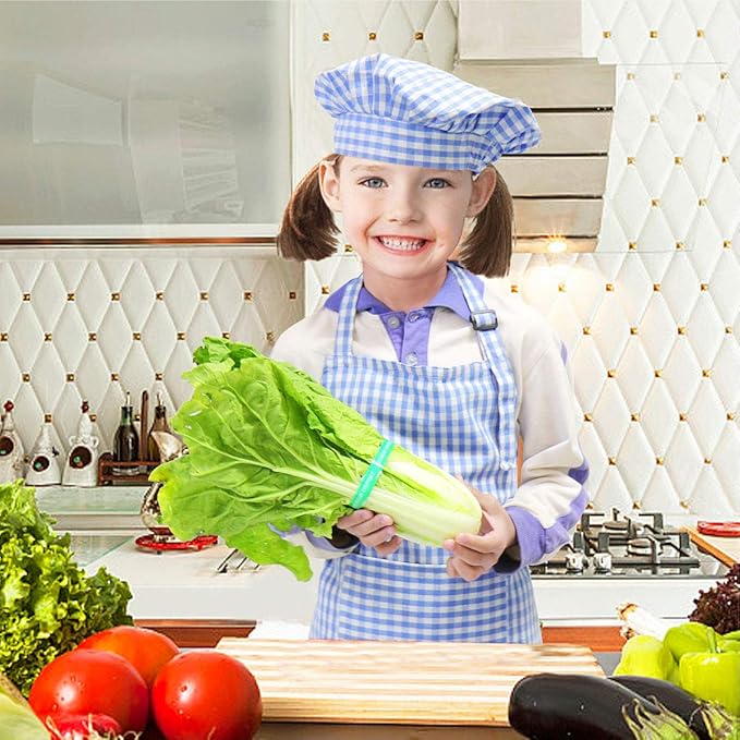 Jennice House Kids Apron and Chef Hat Set, Cute Children Baking Aprons for Cooking Baby Baking Aprons