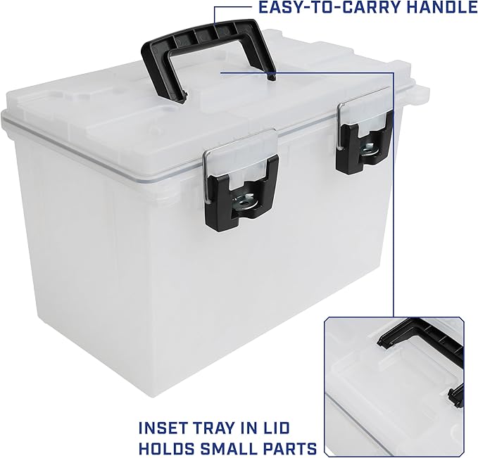 Sheffield 12763 XL Transparent Storage Bins With Lids, 2-Pack Stackable Storage Bins, Made in USA, Lockable and Water-Resistant Containers with Lids, Plastic Containers for Home, Classroom, and Dorm
