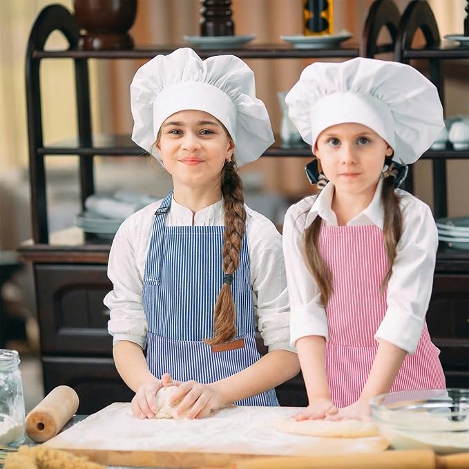 2 Pack Stripes Kids Apron, Kids Cooking Aprons with 2 Pockets, Cute Aprons for Cooking for Boys and Girls