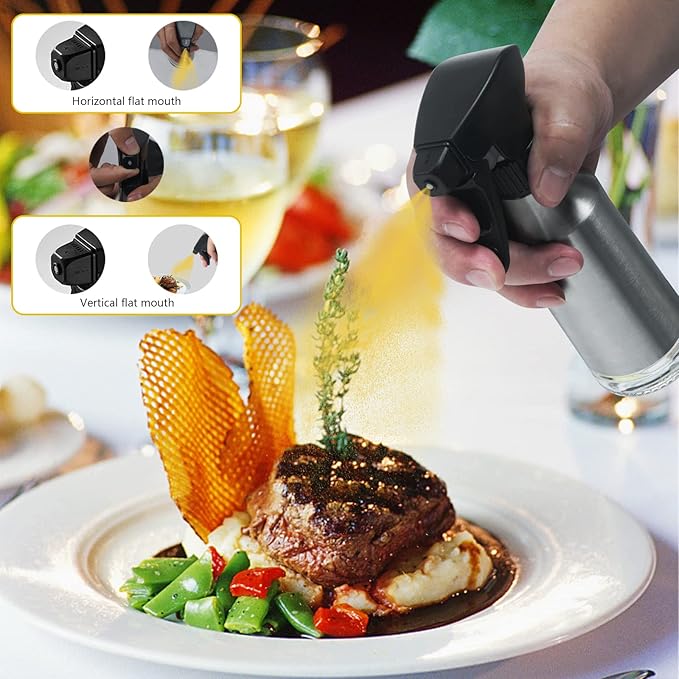 Spray Bottle,180ml Olive Oil Sprayer for Cooking,Stainless Steel Oil Spray Bottle Mister for Air Fryer,Canola Spritzer Bottles for BBQ, Salad, Vinegar,Kitchen Baking, Roasting