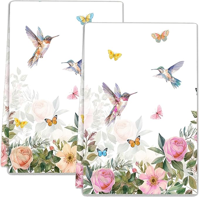 Bird Floral Hummingbird Kitchen Towels 2 Pcs Decorative Hand Towel Absorbent Dishcloth 16”X 24”