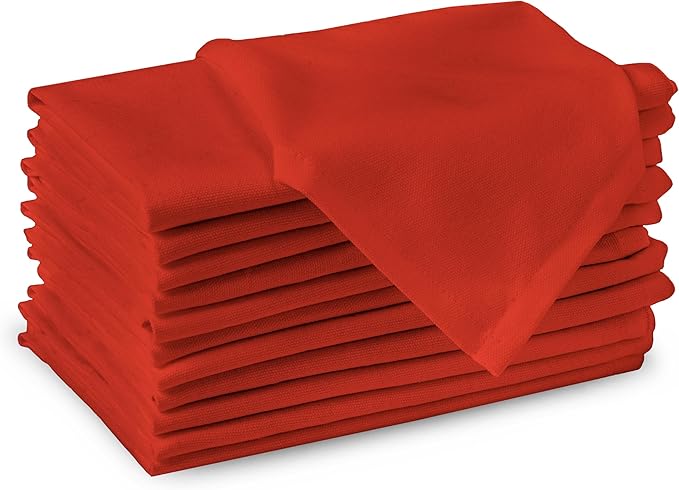 Encasa XO Brick Cloth Napkins Set of 6, 17"x17" | Solid Color Cotton Dinner Napkins | Washable & Reusable Wedding Napkins for Holiday Dinners, Party, & Everyday Table Decor