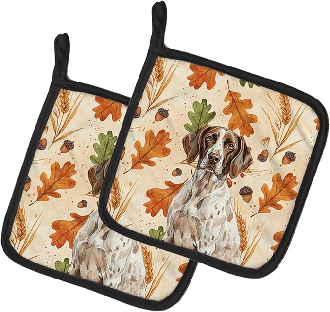 Caroline's Treasures German Shorthaired Pointer Heirloom Fall Pair of Pot Holders Pair 7.5x7.5 Quilted Insulated Hot Pads Decorative Kitchen Gift Made in USA