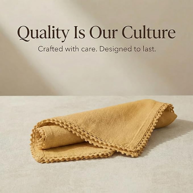 ACCENTHOME Mustard Cloth Napkins Set of 12 18x18 inch Cotton Dinner Napkins - Washable Soft Premium Hotel Quality Reusable Napkins Perfect Table Napkins for Family Dinners, Weddings & Everyday Use