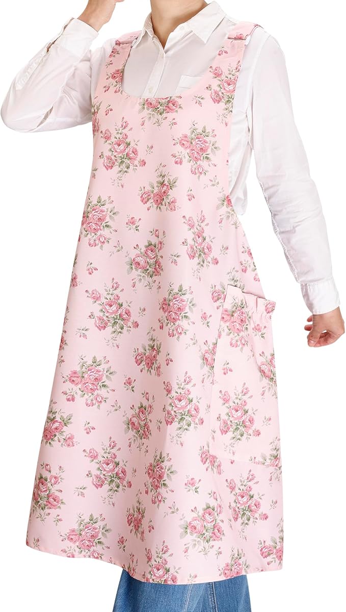 NEOVIVA Kitchen Aprons for Women with Pockets,Cooking Aprons for Women,Vintage Apron for Baking Gardening,Gifts for Mothers