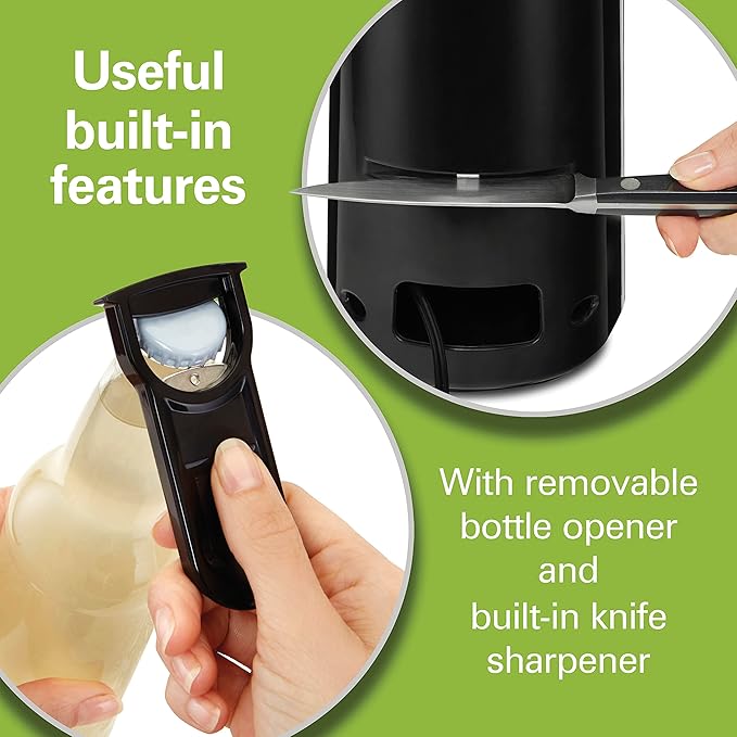 Hamilton Beach Smooth Touch Electric Automatic Can Opener Easy Push Down Lever,For All Standard-Size&Pop-Top,Extra Tall,With Bottle Opening Accessory and Built-In Knife Sharpener,Black(Pack of 2)
