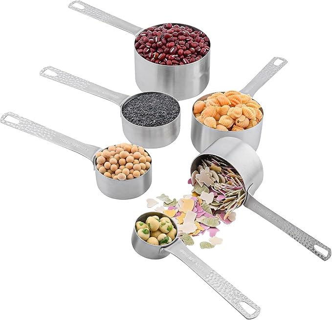 Smithcraft Measuring Cups and Spoons Set 14, Metric & US 18/8 Stainless Steel Measuring Cups and Spoons Set, Dry & Liquid Metal 6 Measure Cups & 7 Measure Spoons w/Leveler for Kitchen & Baking