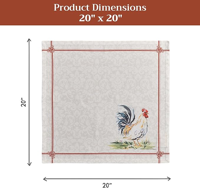 Maison d' Hermine Cloth Napkins Set of 4 100% Cotton Everyday Reusable Square Napkins Cloth Washable, Dinner, Party, Wedding, Restaurant, Spring/Summer (Campagne, 20" x 20")