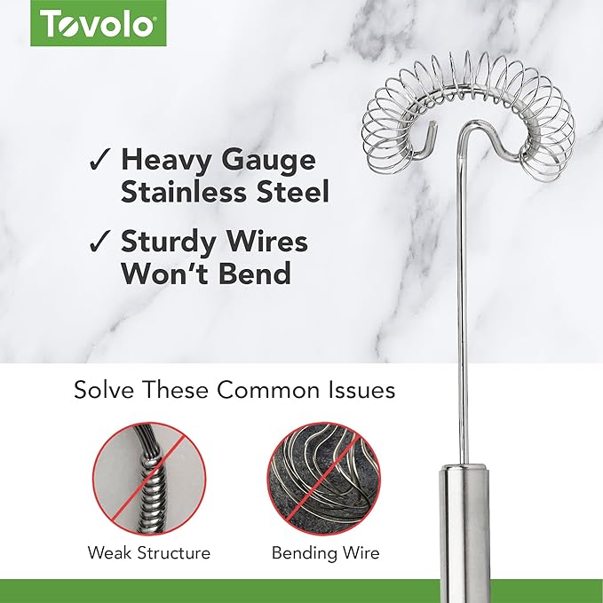Tovolo Spiral Whisk Stainless Steel 10” Sauce and Gravy Whisk for Cooking Blending Mixing Stirring Whipping Whisking and Egg Beating, Easy to Clean Dishwasher Safe Kitchen Flat Bottom Coil Whisker