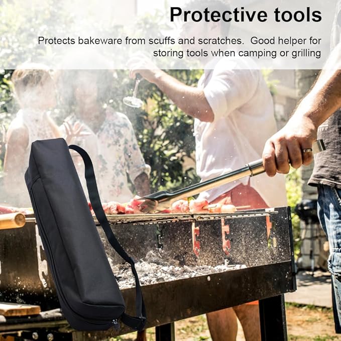 Grill Storage Bag, Oxford Cloth BBQ Tools Carry Bag, Waterproof Grill Utensil Accessory Storage Bag, Grill Utensil Holder Pouch for Camping Picnic Barbecue(size:57 x 10 x 10cm)