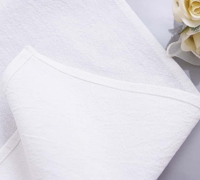 Cotton Fall Cloth Napkins Set of 12, 16’’x16’’, Dinner Cloth Napkins Washable Bulk with Hemmed Edges, for Hotel Restaurant, Wedding, Thanksgiving (White)