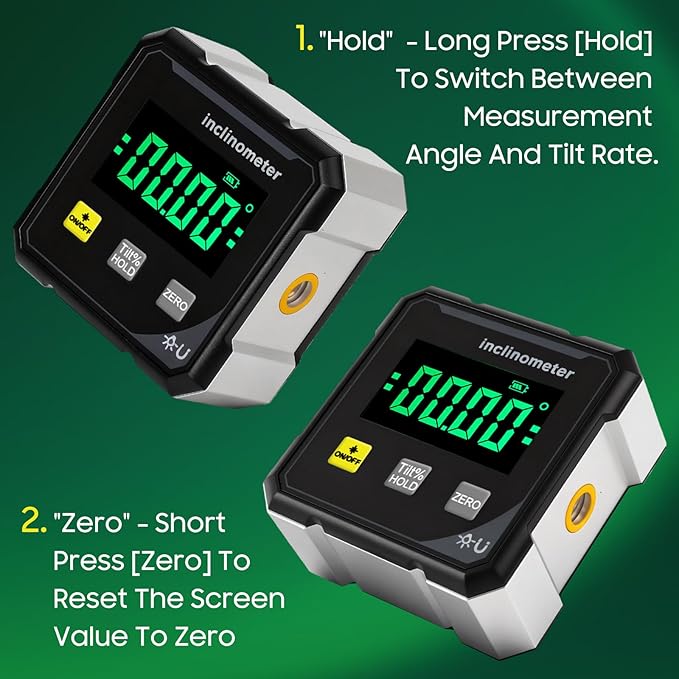 Digital Angle Finder Protractor Tool,4×90° High Accuracy Measuring Tool with Large Display,4-Side Magnetic Angle Gauge, Cube Inclinometer, Table Saw Miter Protractor, Woodworking Measuring Tool