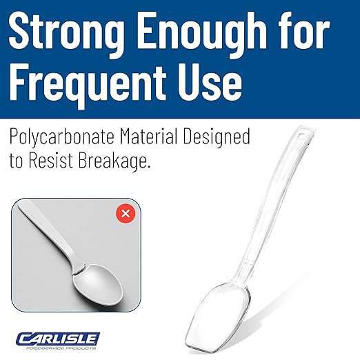 Carlisle FoodService Products Plastic Solid Spoon, 9 Inches, Clear, (Pack of 12)