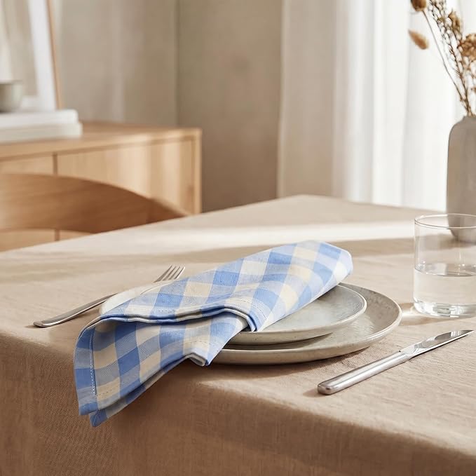 Urban Villa Cloth Napkins Set of 12 20x20 Inches 100% Cotton Napkins Cloth Washable Soft Durable Reusable Absorbent Table Dinner Napkins Cloth for Hotel Lunch Restaurant Weddings Parties- Blue Sand
