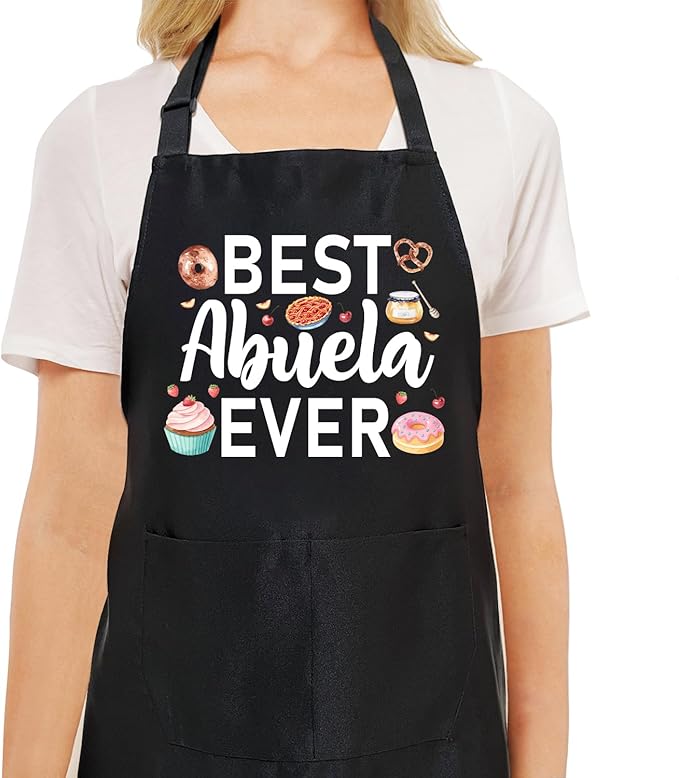 Black Baking Aprons for Women, Adjustable Cooking Baking Kitchen Aprons for Mom Chef with Pockets