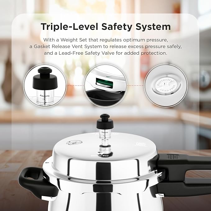 Butterfly Stainless Steel 3-Liter Curve Pressure Cooker
