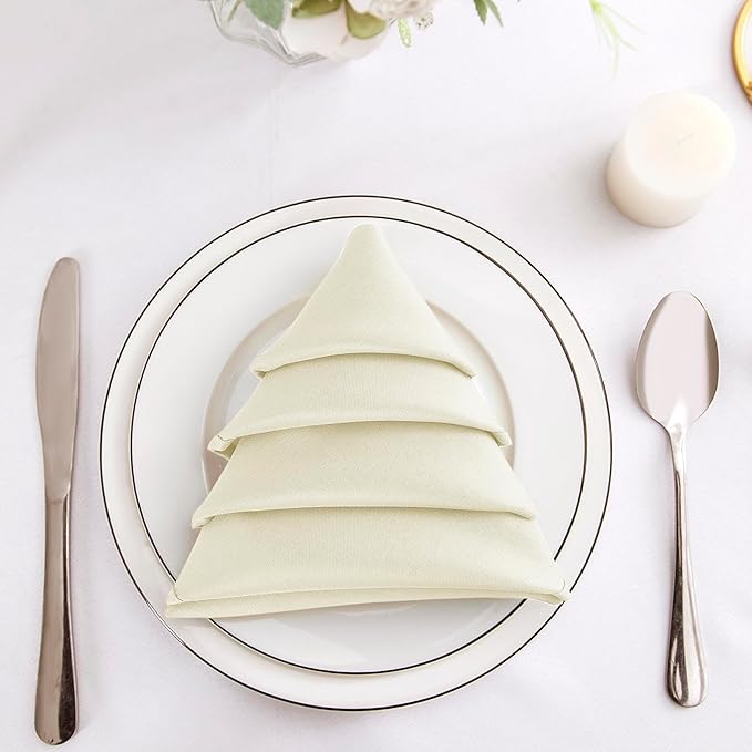 Bailarina Cloth Napkins Set of 120,17x17 inches Dinner Napkins Cloth Washable,Polyester Square Table Cloth Napkin Bulk with Hemmed Edges Ideal for Banquets, Parties and Weddings-Ivory