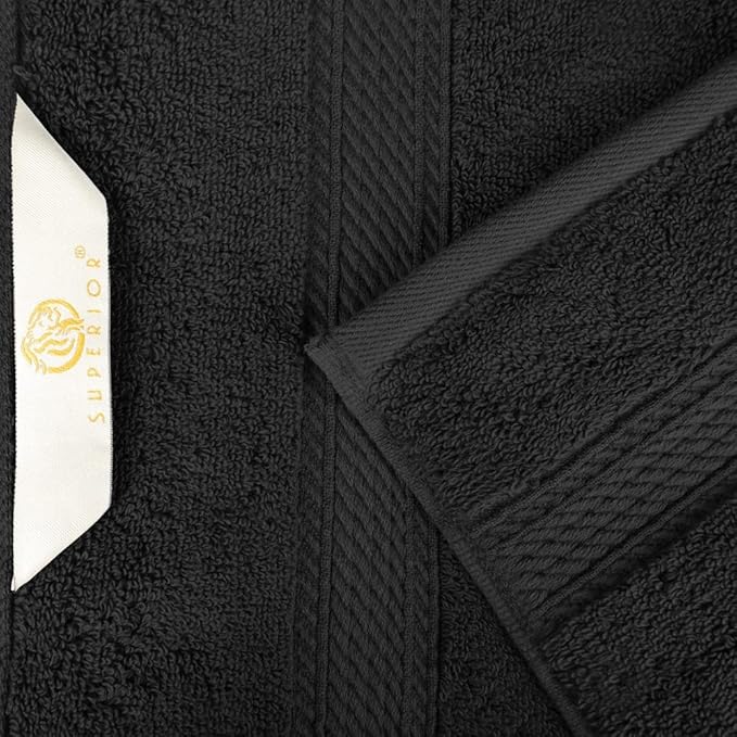 Superior Egyptian Cotton Pile 3 Piece Towel Set, Includes 1 Bath, 1 Hand, 1 Face Towel/ Washcloth, Ultra Soft Luxury Towels, Thick Plush Essentials, Guest Bath, Spa, Hotel Bathroom, Black