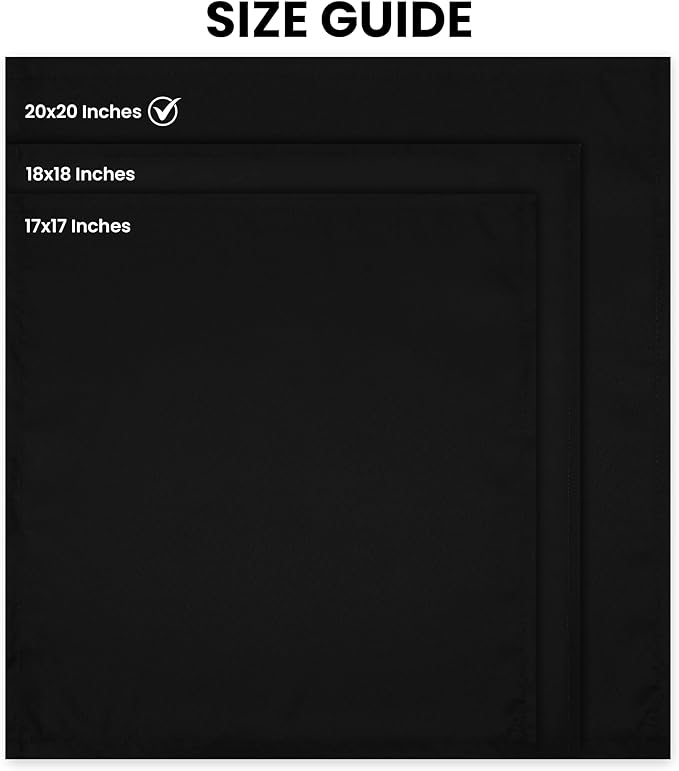 Utopia Home [24 Pack, Black] Cloth Napkins 20x20 Inches, 100% Polyester Hemmed Edges, Washable and Reusable Ideal for Parties, Weddings and Dinners