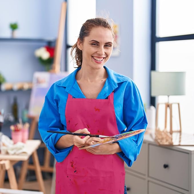 15 Pcs Adult Aprons Bulk with Pockets Adjustable Bib Chef Apron for Women Men Painting Cooking Crafting (S/L)