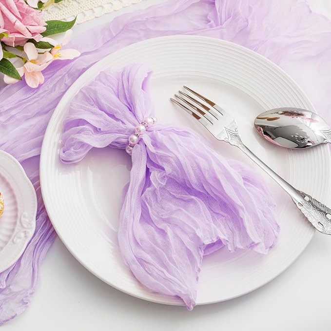 60 Pack Lilac Cloth Napkins 21x21 Inches Lilac Cheesecloth Napkins Set of 60 Washable Dinner Table Napkins for Wedding Bridal Baby Shower Rustic Boho Cotton Gauze Family Gathering Table Decor