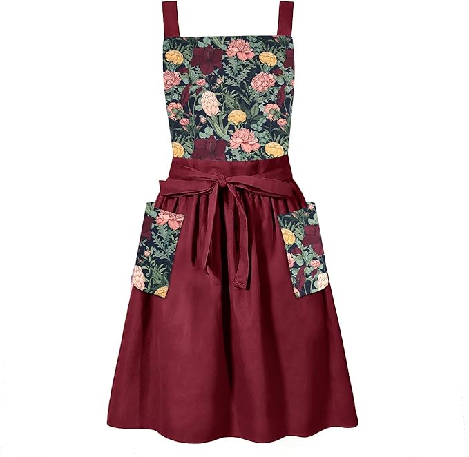 NEOVIVA Kitchen Aprons for Women with Pockets,Cooking Aprons for Women,Vintage Apron for Baking Gardening,Gifts for Mothers
