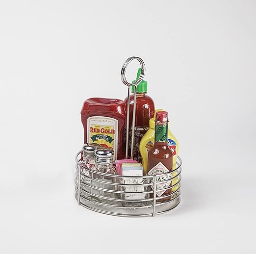 G.E.T. Stainless Steel Round Condiment Caddy - Table Caddies Collection, 7.5