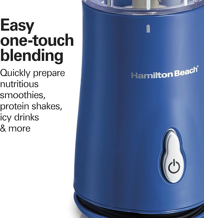 Hamilton Beach Portable Blender for Shakes and Smoothies,14 Oz BPA Free Travel Cup & Lid,Durable Stainless Steel Blades,Personal Smoothie Blender,Blue,51132G,(Pack of 4)