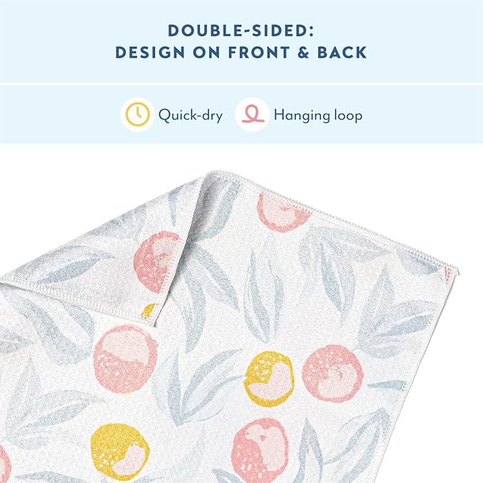 ELYN Microfiber Kitchen Dish Towel & Dish Cloth Set, Quick-Dry & Absorbent Waffle Weave Cleaning Cloths, Set of One Kitchen Towel & Two Washcloths, Paper Towels Alternative (Bold Floral & Geo)