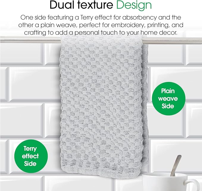 DG Collections Premium Dish Towels for Kitchen, 8 Pack, 15x25 Inch - 100% Cotton Kitchen Towels with Hanging Loop, Highly Absorbent, 400 GSM Bar Mop Cleaning Towels - Ash Grey