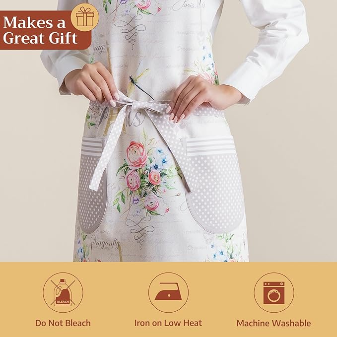 Maison d' Hermine 100% Cotton Apron for women with Pocket Kitchen Chef Apron for Men Cooking Mothers Day Gifts