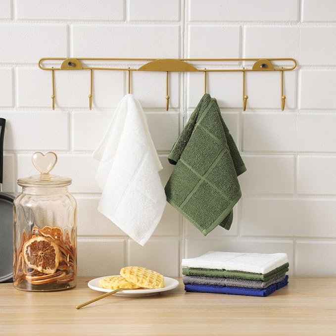 Glynniss Dishcloths Kitchen Highly Absorbent Dish Rags 100% Cotton Dish Cloths for Washing Dishes (Garden Green)