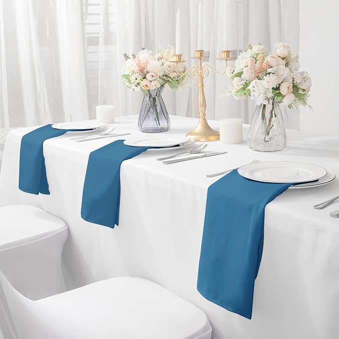 Bailarina Cloth Napkins Set of 40,17x17 inches Dinner Napkins Cloth Washable,Polyester Square Table Cloth Napkin Bulk with Hemmed Edges Ideal for Banquets, Parties and Weddings-Mediterranean Blue