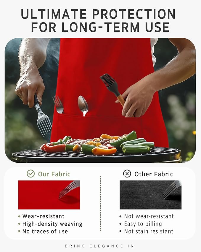 Syntus Apron for Men Women, Adjustable Cooking Kitchen Chef Aprons with 2 Pockets, Cotton/Polycotton/Polyester