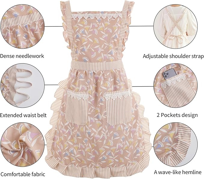 Funny Aprons for Women with Pockets, Kitchen Cooking Grilling Bbq Cute Chef Apron, Mothers Day Birthday Gifts for Women