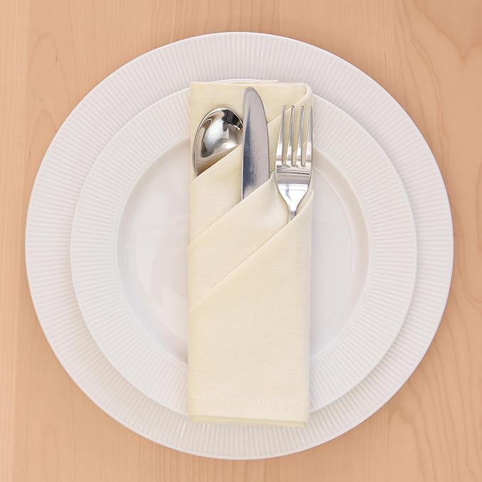 Encasa XO Natural Cloth Napkins Set of 6, 17"x17" | Solid Color Cotton Dinner Napkins | Washable & Reusable Wedding Napkins for Holiday Dinners, Party, & Everyday Table Decor