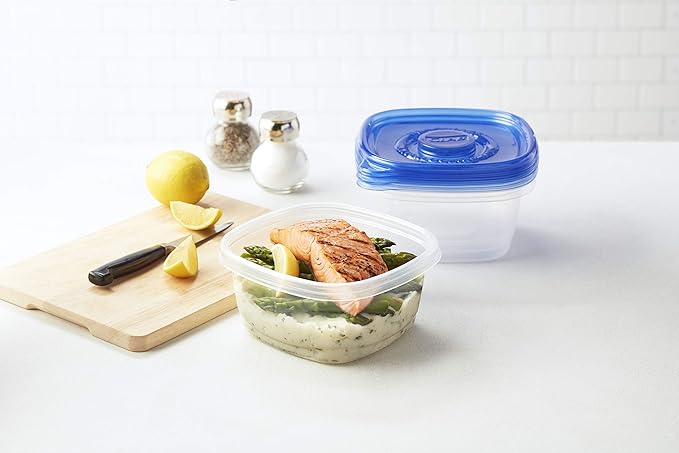 Glad GladWare Tall Entree Food Storage Containers with Lids, Large Square BPA Free Plastic for Meal Prep and Lunches, Lock Tight Seal, Microwave and Dishwasher Safe, 42 Oz, 3 Count