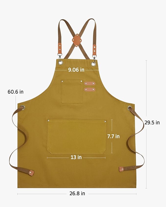 Syntus Apron for Men Women, Adjustable Cooking Kitchen Chef Aprons with 2 Pockets, Cotton/Polycotton/Polyester