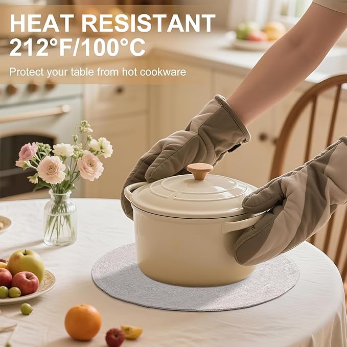 homing 15 Inch Round Cloth Placemats Set of 12, Cotton Linen Blend Washable Table Mats, Farmhouse Dining Place Mats for Indoors & Outdoors, Easy to Clean, Beige