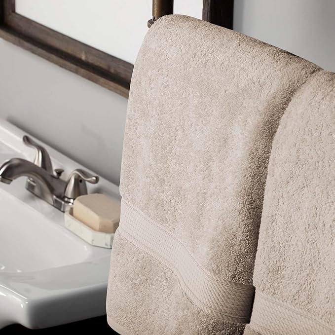 SUPERIOR Egyptian Cotton Pile 10 Piece Towel Set, Includes 2 Bath, 4 Hand, 4 Face Towels/Washcloths, Ultra Soft Luxury Towels, Thick Plush Essentials, Guest Bath, Spa, Hotel Bathroom, Stone