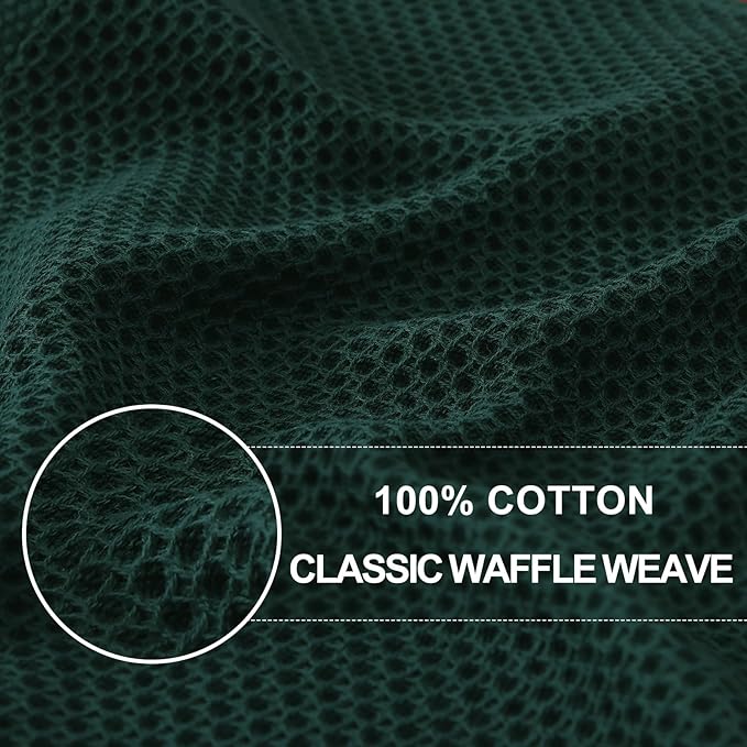 Homaxy 100% Cotton Waffle Weave Kitchen Dish Cloths, 7-Pack Ultra Soft Absorbent Dish Towels, Quick Drying Dish Rags, 12 x 12 Inches, Blackish Green
