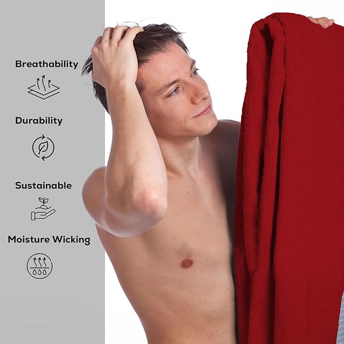 GOLD TEXTILES Premium Red 100% Cotton Bath Towels Set (24 Pack, 24 x 50 Inch) High Absorbency Multipurpose Quick Drying Pool Gym Hotel Spa Bath Towel (24, Red)