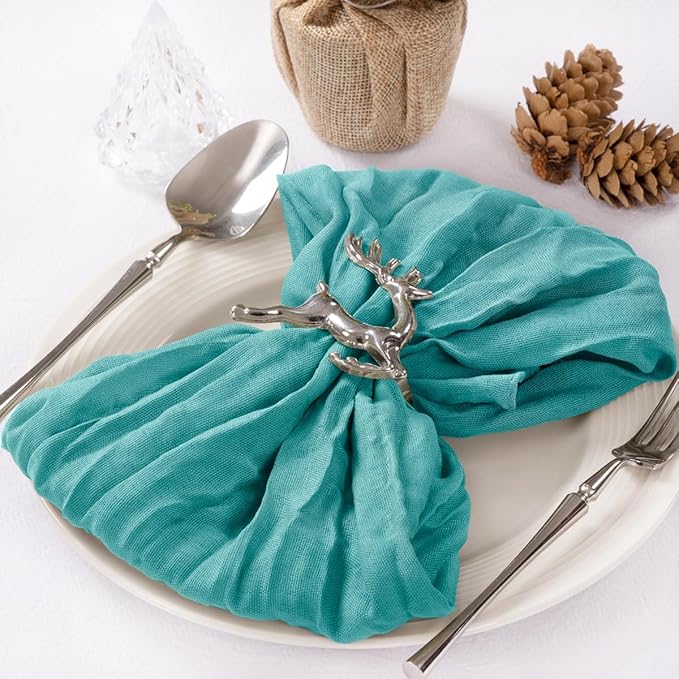 MLMC 24 Pack Cheesecloth Napkins Wedding Napkins 21"x21" Boho Reusable Napkins in Bulk for Wedding Bridal Baby Shower Events Table Decor Teal