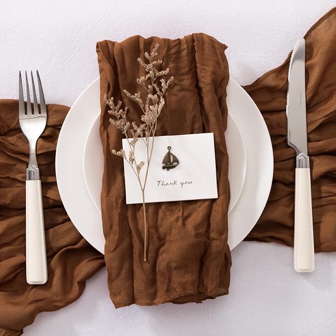 20 Pack Brown Cheesecloth Napkins Cloth Washable Spring Summer Cloth Napkins Set of 20 Bulk 21x21 Inches for Wedding Baby Bridal Shower Birthday Dinner Party Table Decor