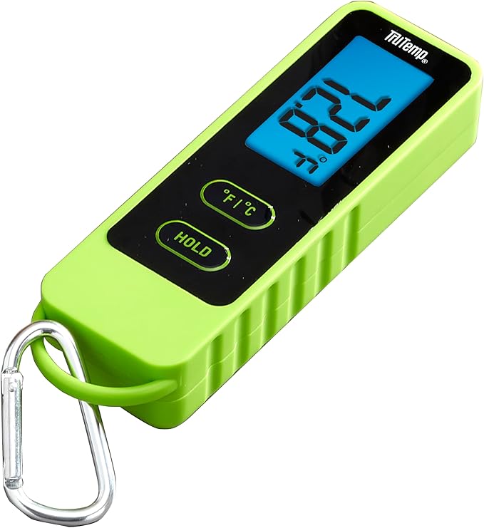 Taylor TruTemp Compact Digital Folding Meat Thermometer with Carabiner Clip for Grilling BBQ Kitchen Griddle, Portable Gadget Essential, Food Temperature Monitor, Gift for Dad Him Men, Green