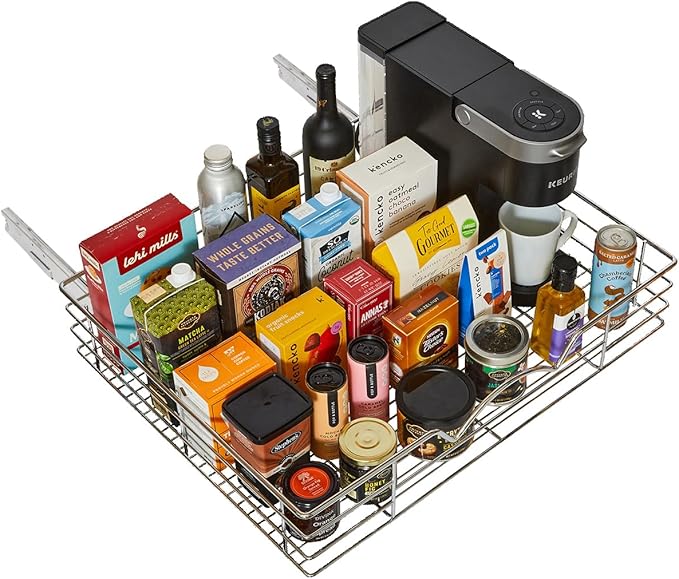 HOLDN’ STORAGE Pull Out Cabinet Organizer, Slide Out Drawer for Kitchen Cabinets & Pantry, Roll Out Shelf for Pots, Pans & Under Sink Storage, Heavy-Duty Full-Extension, 28" W x 21" D x 5" H