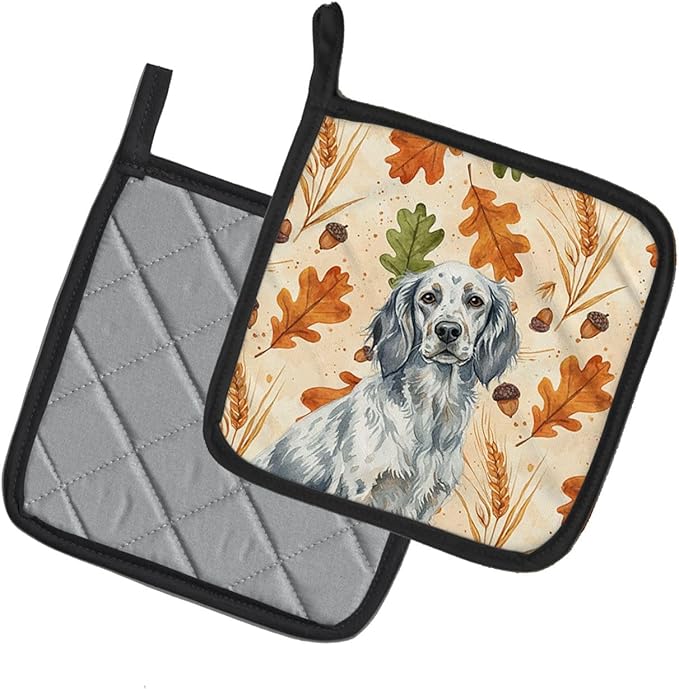 Caroline's Treasures Blue Belton English Setter Heirloom Fall Pair of Pot Holders Pair 7.5x7.5 Quilted Insulated Hot Pads Decorative Kitchen Gift Made in USA