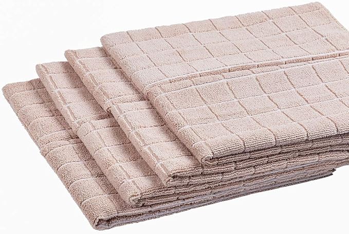 Microfiber Dish Towels - Soft, Super Absorbent and Lint Free Kitchen Towels - 8 Pack (Lattice Designed Camel Colors) - 26 x 18 Inch (Camel)